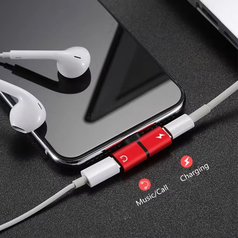 2in1 Earphone Adapter iPhone 14 13 12 11 7 8 X Headphone Audio Charger Splitter