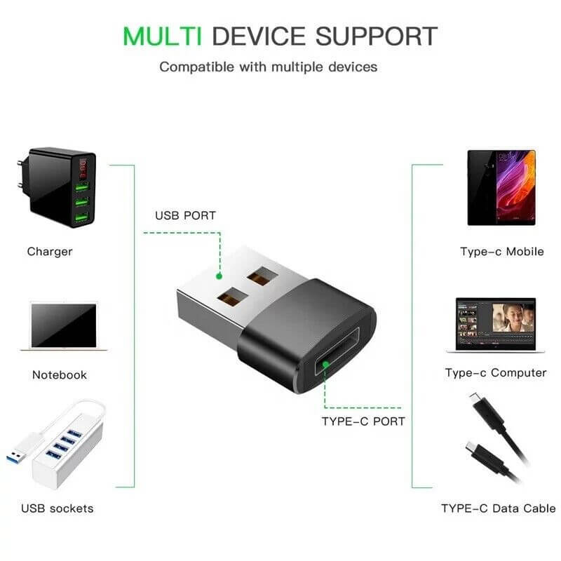 USB C to USB A Converter Adapter Female To Male Charger For iPhone Android
