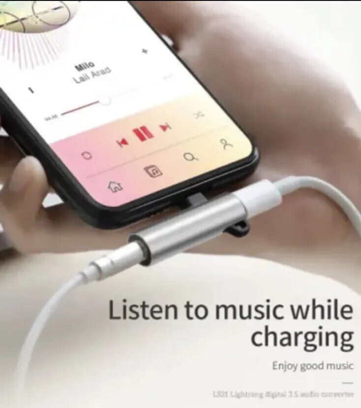 2in1 Earphone Adapter Audio Splitter Charger Aux 3.5mm iPhone 14 13 12 11 X Pro
