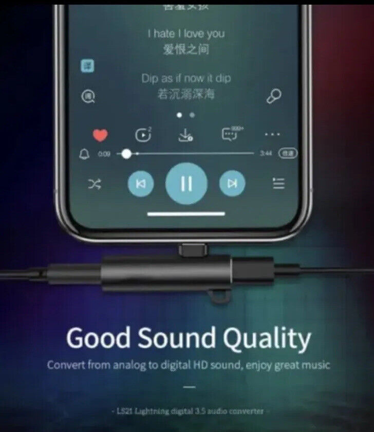 2in1 Earphone Adapter Audio Splitter Charger Aux 3.5mm iPhone 14 13 12 11 X Pro