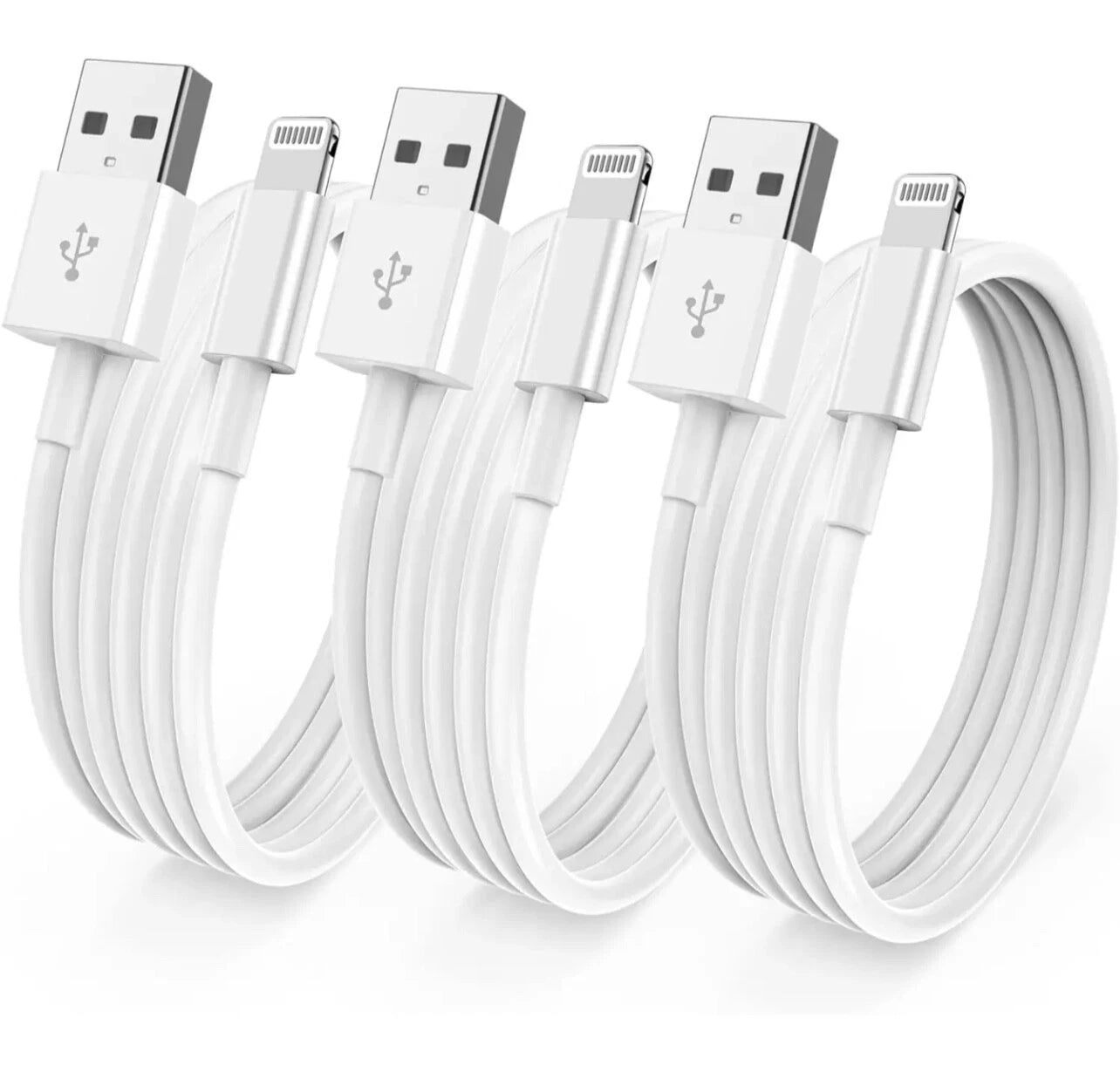 iPhone Charger (3 Pack) Apple Cable USB Lead 5 6 7 8 X XS XR SE 11 12 13 14