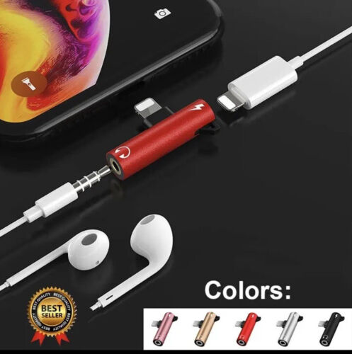 2in1 Earphone Adapter Audio Splitter Charger Aux 3.5mm iPhone 14 13 12 11 X Pro